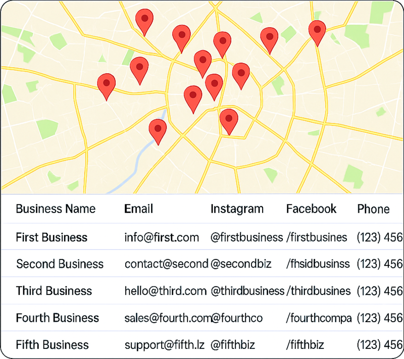 Get a clean contact list for selected businesses